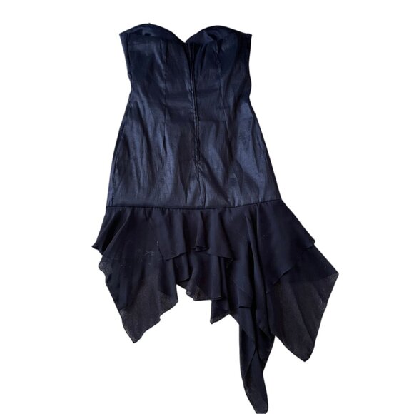 Y2K Vintage City Triangles Black Strapless  Ruffle Prom Dress Size S goth fairy - Picture 2 of 8